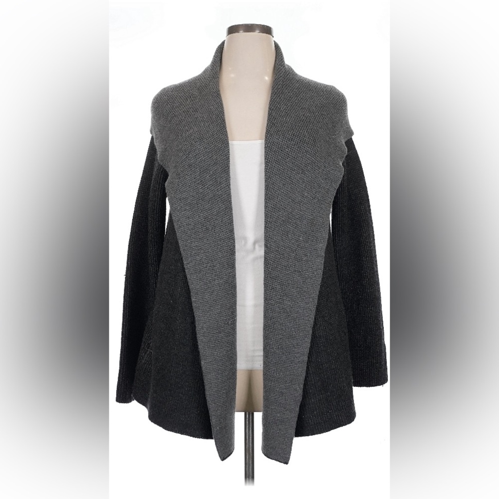 XL 1X Eileen Fisher grey 100% Merino Wool Shawl Collar Cardigan Sweater